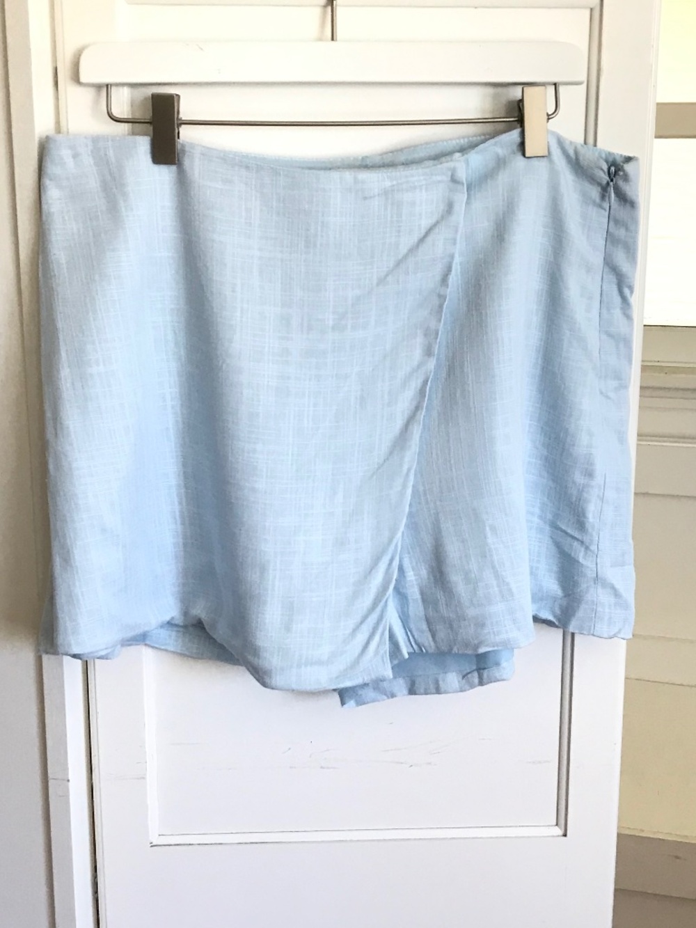 FRANCESCA’S Linen Mini Skirt Blue Skort Women’s Size Large NWT